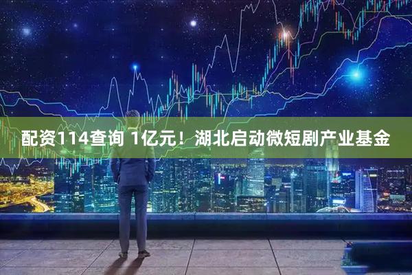 配资114查询 1亿元!湖北启动微短剧产业基金